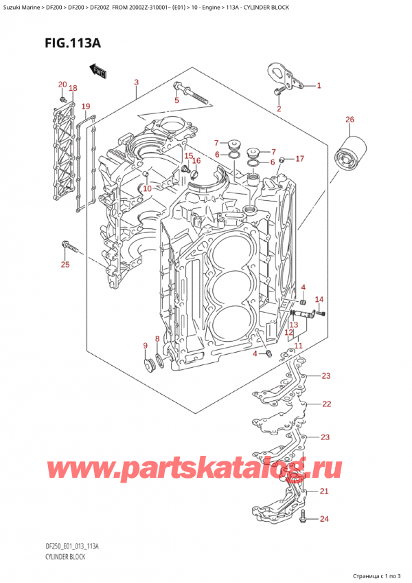 ,   , Suzuki Suzuki DF200Z X / XX FROM 20002Z-310001~  (E01 013)  2013 ,   / Cylinder Block