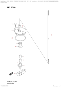 206A  -  Clutch  Rod  (Df200T,Df200Z,Df225T,Df225Z, (206A - ���� ��������� (Df200T, Df200Z, Df225T, Df225Z,)