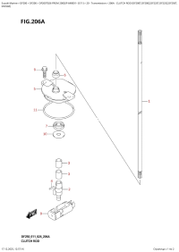 206A  -  Clutch  Rod  (Df200T,Df200Z,Df225T,Df225Z,Df250T, (206A - ���� ��������� (Df200T, Df200Z, Df225T, Df225Z, Df250T,)
