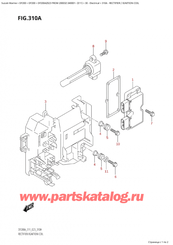  ,   , Suzuki Suzuki DF200A ZL / ZX FROM 20003Z-340001~  (E11) - 2023,  /   / Rectifier / Ignition Coil