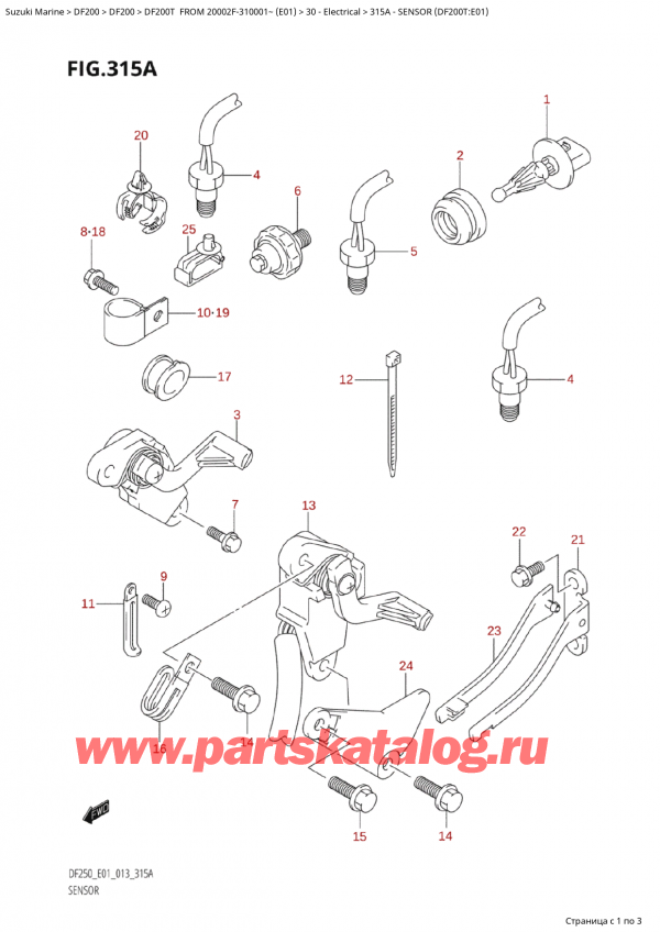 ��������, �� ��������� ���������, SUZUKI Suzuki DF250T X / XX FROM 25003F-310001~  (E01 013), Sensor (Df200T:e01)