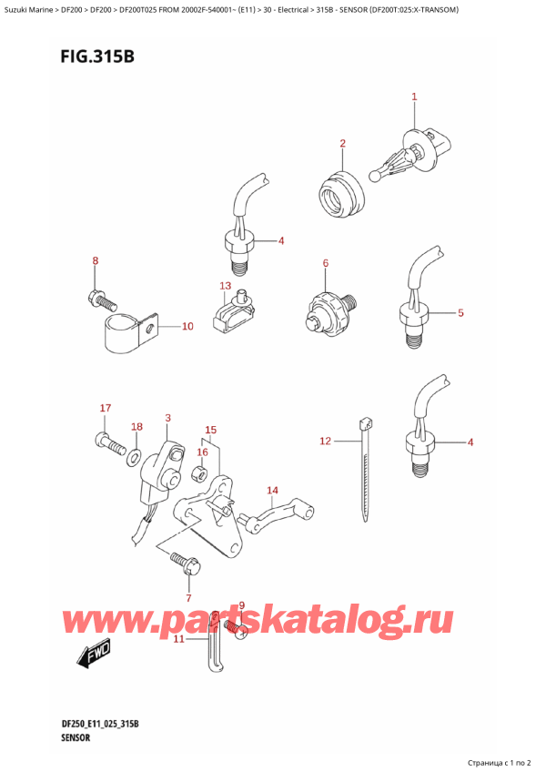 , , Suzuki DF200T X / XX FROM  20002F-540001~ (E11 025), Sensor (Df200T:025:XTransom)