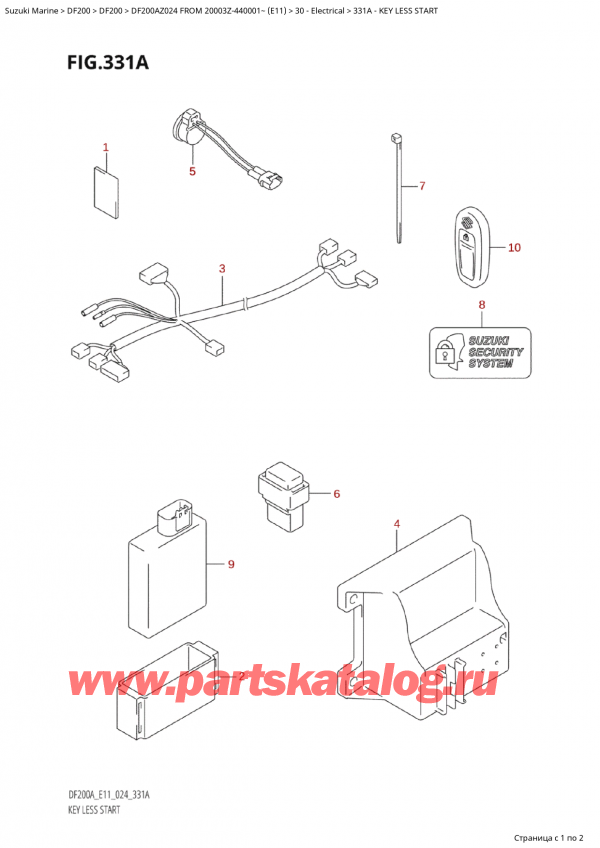  ,   , Suzuki Suzuki DF200A ZL / ZX FROM 20003Z-440001~  (E11 024) , Key Less Start -  Less Start