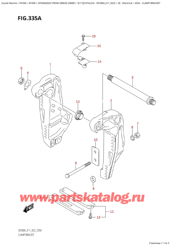   ,   , SUZUKI Suzuki DF200A ZL / ZX FROM 20003Z-240001~  (E11) - 2022,   / Clamp Bracket