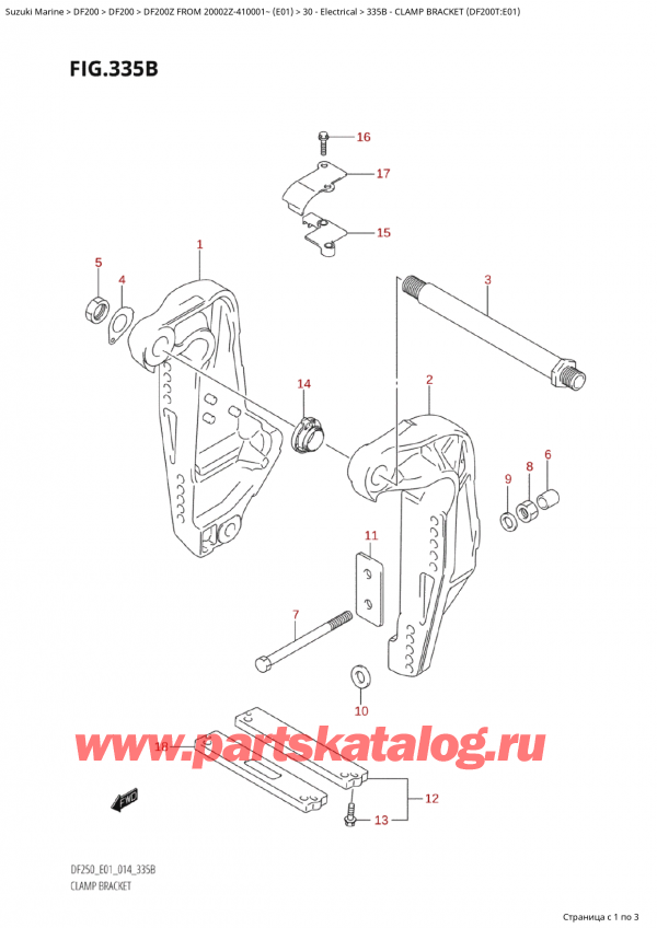 ,   , Suzuki Suzuki DF200Z X / XX FROM 20002Z-410001~  (E01) - 2014  2014 ,   (Df200T: e01) / Clamp Bracket (Df200T:e01)