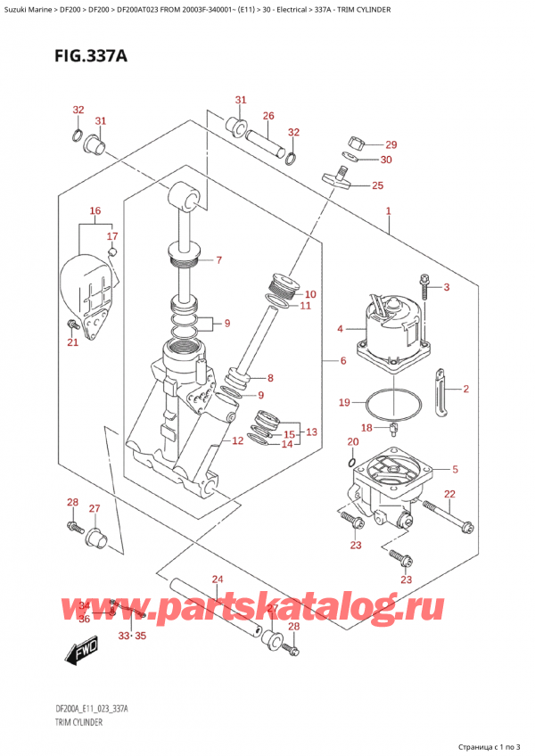 ,   , SUZUKI Suzuki DF200A TL / TX FROM 20003F-340001~  (E11) - 2023, Trim Cylinder