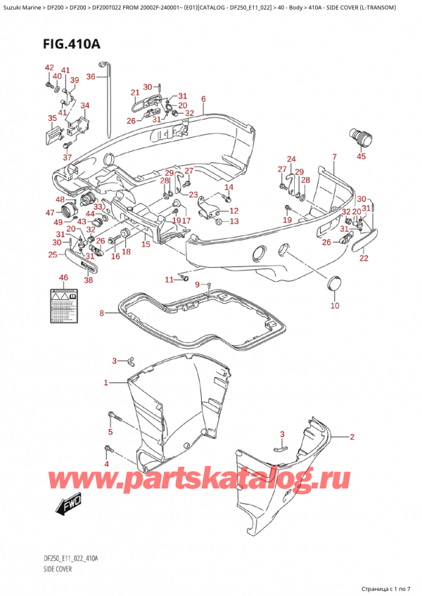 ,    ,  Suzuki DF200T X / XX FROM 20002F-240001~  (E01) - 2022,   (LTransom)