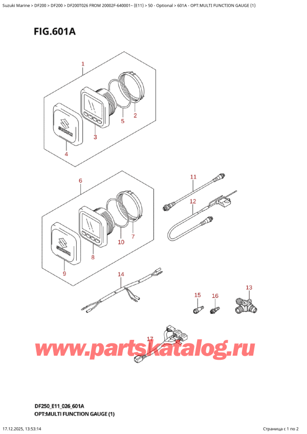 ����� ��������, �� ��������� ���������, SUZUKI DF200T X / XX FROM 20002F-640001~ (E11 026), Opt:multi  Function  Gauge  (1)