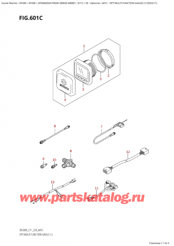  ,    , Suzuki Suzuki DF200A ZL / ZX FROM 20003Z-440001~  (E11 024)   2024 , : multi Function Gauge (1) (E03, E11) - Opt:multi  Function  Gauge  (1)  (E03,E11)
