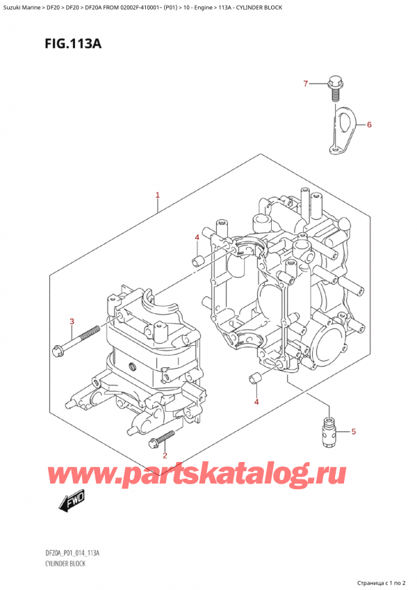 ��������, �� ��������� ���������, Suzuki Suzuki DF20A S / L FROM 02002F-410001~ (P01) - 2014 ������ 2014 ����, Cylinder Block