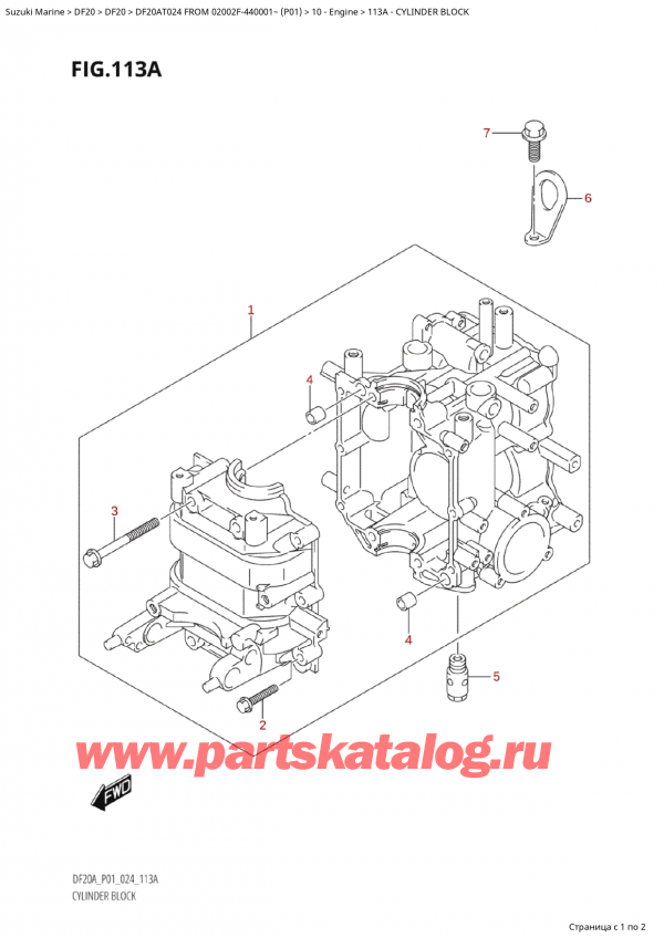 ,    ,  Suzuki DF20A TS / TL FROM 02002F-440001~  (P01 024), Cylinder Block -  