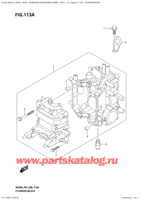  ,  , Suzuki DF20A TS / TL FROM 02002F-640001~  (P01 026), Cylinder  Block