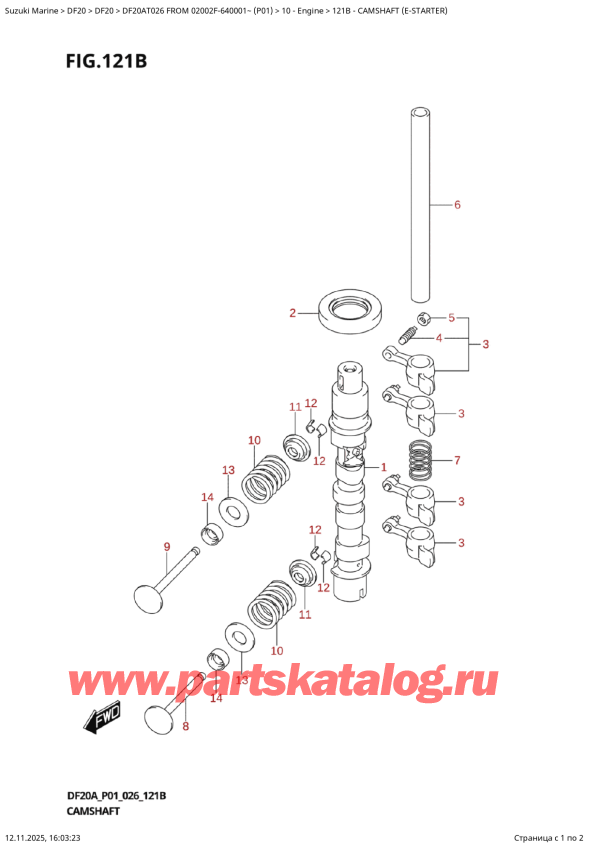 ,   , Suzuki DF20A TS / TL FROM 02002F-640001~  (P01 026), Camshaft  (EStarter) -   (E)