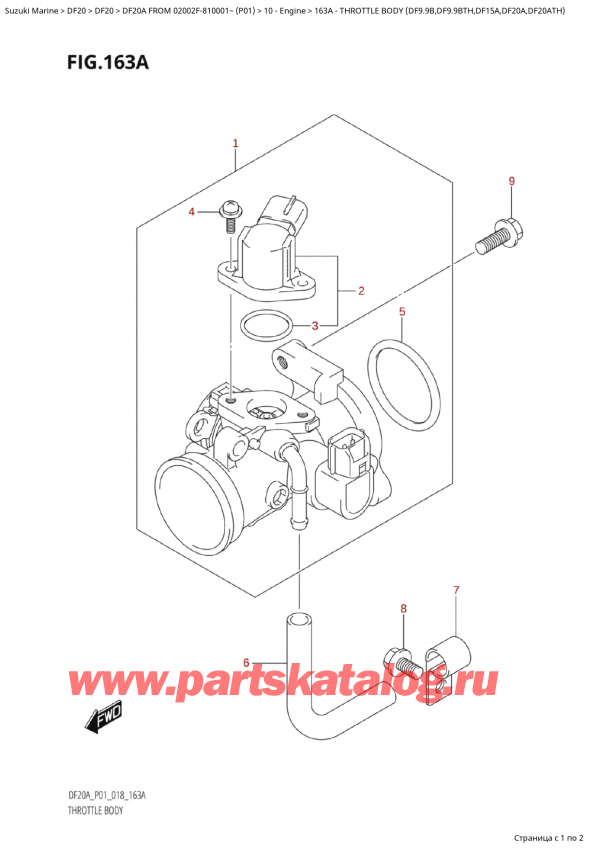  ,   ,  Suzuki DF20A S / L FROM 02002F-810001~  (P01) - 2018, Throttle Body  (Df9.9B,Df9.9Bth,Df15A,Df20A,Df20Ath)