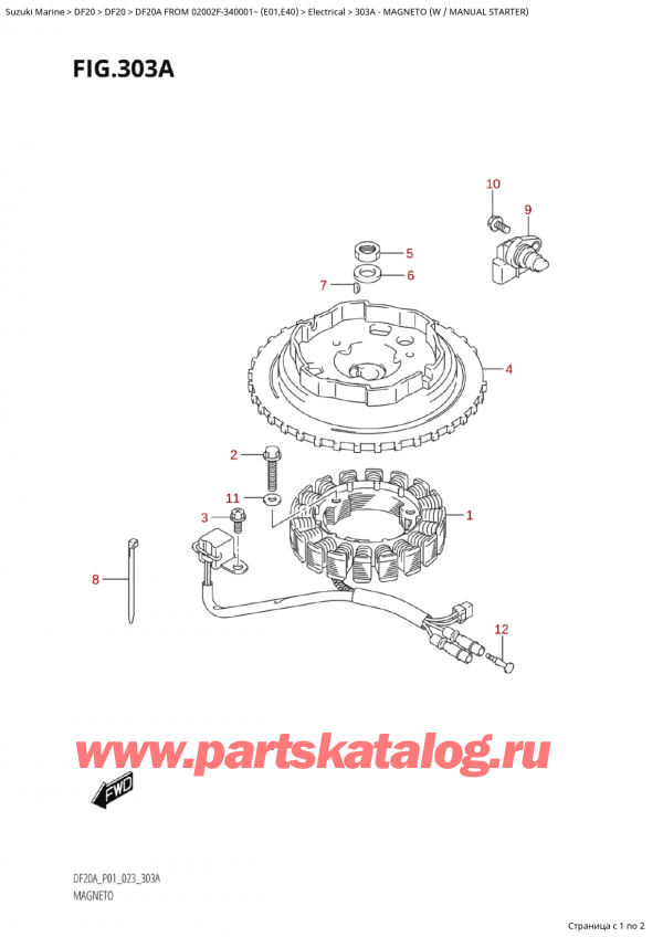  ,  , Suzuki Suzuki DF20A S / L FROM 02002F-340001~ (E01) - 2023, Magneto (W / Manual Starter)