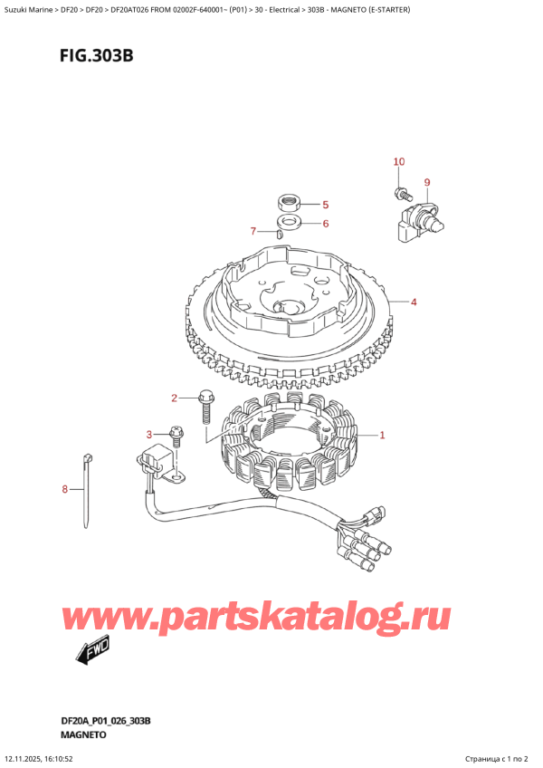   ,   , Suzuki DF20A TS / TL FROM 02002F-640001~  (P01 026), Magneto  (EStarter)