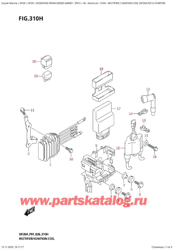  ,   , Suzuki DF20A TS / TL FROM 02002F-640001~  (P01 026)  2026 , Rectifier  /  Ignition  Coil  (Df20A:p01:EStarter)