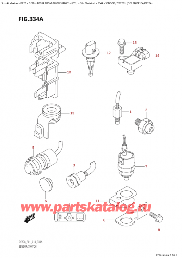  ,    , Suzuki Suzuki DF20A S / L FROM 02002F-810001~  (P01) - 2018, Sensor / Switch (Df9.9B,Df15A,Df20A)