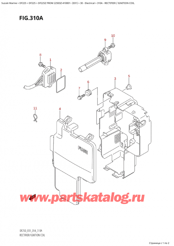  ,   , Suzuki Suzuki DF225Z X / XX FROM 22503Z-410001~  (E01) - 2014,  /   - Rectifier / Ignition Coil