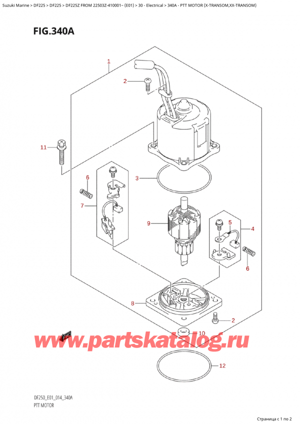 ,  ,  Suzuki DF225Z X / XX FROM 22503Z-410001~  (E01) - 2014, Ptt Motor  (XTransom,XxTransom)