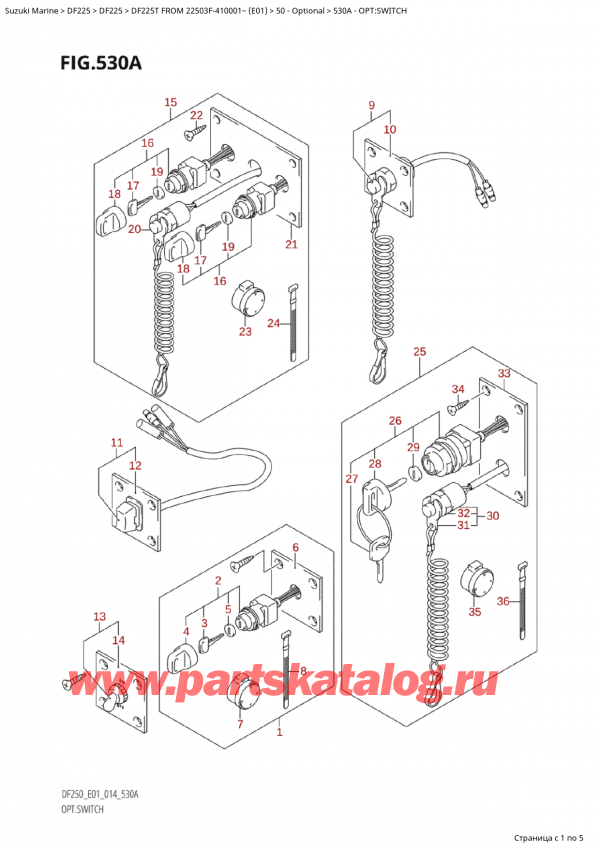   ,   , Suzuki Suzuki DF225T X / XX FROM 22503F-410001~  (E01) - 2014  2014 , Opt:switch