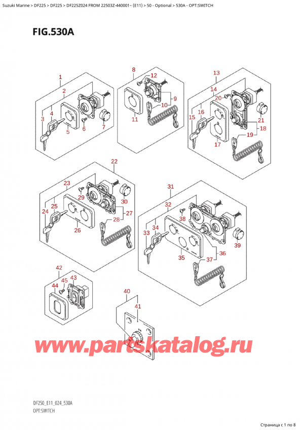  ,   , Suzuki Suzuki DF225Z X / XX FROM 22503Z-440001~  (E11 024)  2024 , :  - Opt:switch
