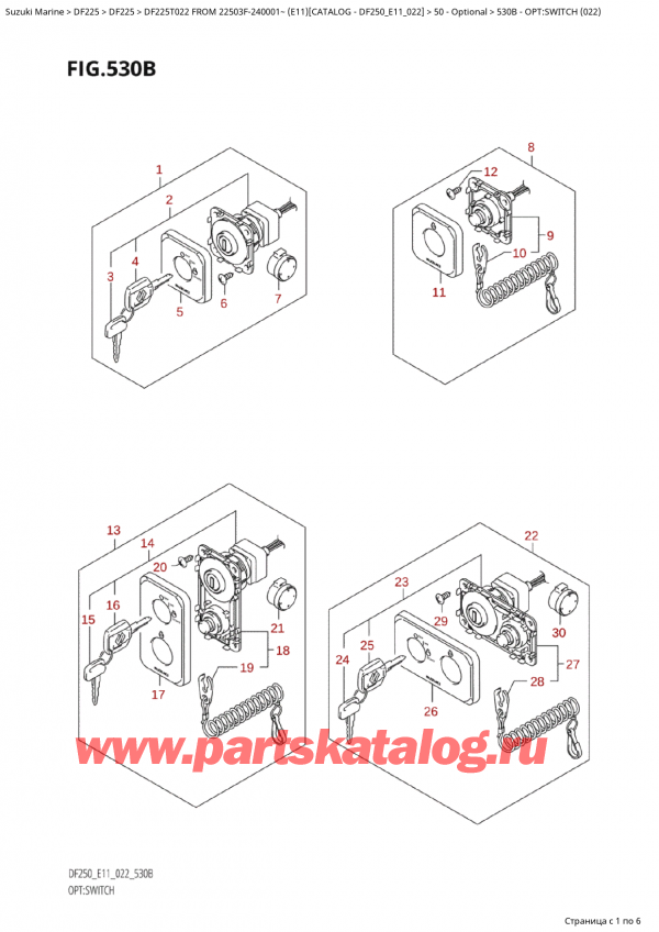   ,    , SUZUKI Suzuki DF225T X / XX FROM  22503F-240001~  (E11) - 2022, Opt:switch  (022) - :  (022)