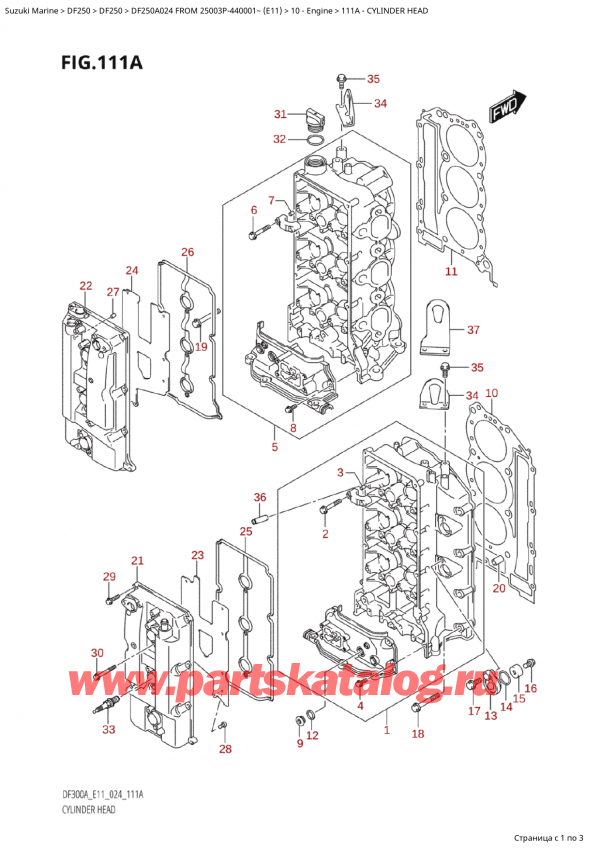   ,   , Suzuki Suzuki DF250AP X / XX FROM 25003P-440001~  (E11 024), Cylinder Head