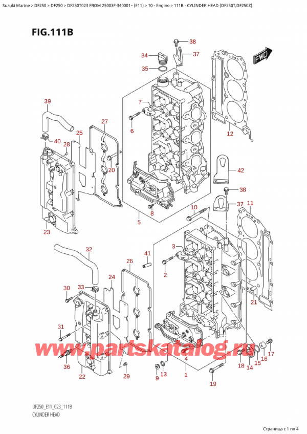  ,   , Suzuki Suzuki DF250T X / XX FROM 25003F-340001~  (E11) - 2023, Cylinder Head (Df250T,Df250Z) /    (Df250T, Df250Z)