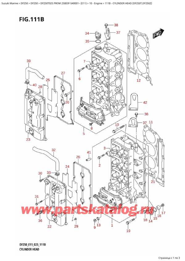  ,   ,  DF250T X / XX FROM 25003F-540001~ (E11 025)  2025 , Cylinder Head (Df250T,Df250Z) -    (Df250T, Df250Z)