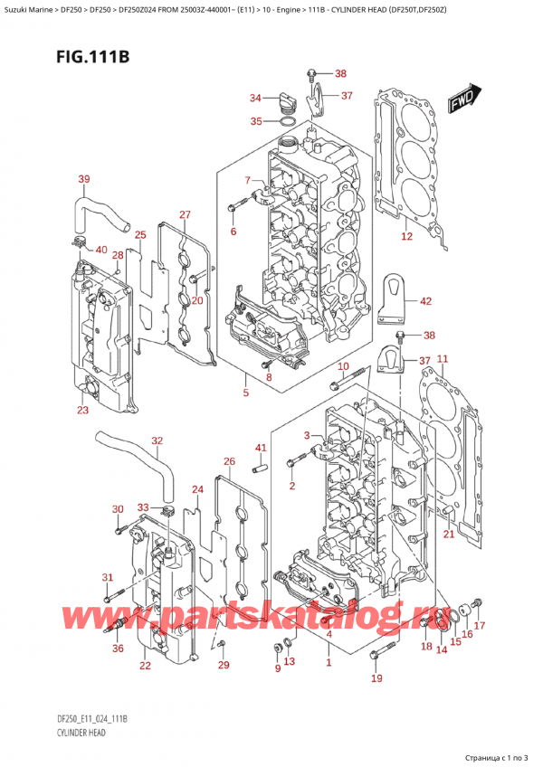 ,  , Suzuki Suzuki DF250Z X / XX FROM 25003Z-440001~  (E11 024)  2024 , Cylinder Head (Df250T,Df250Z) -    (Df250T, Df250Z)