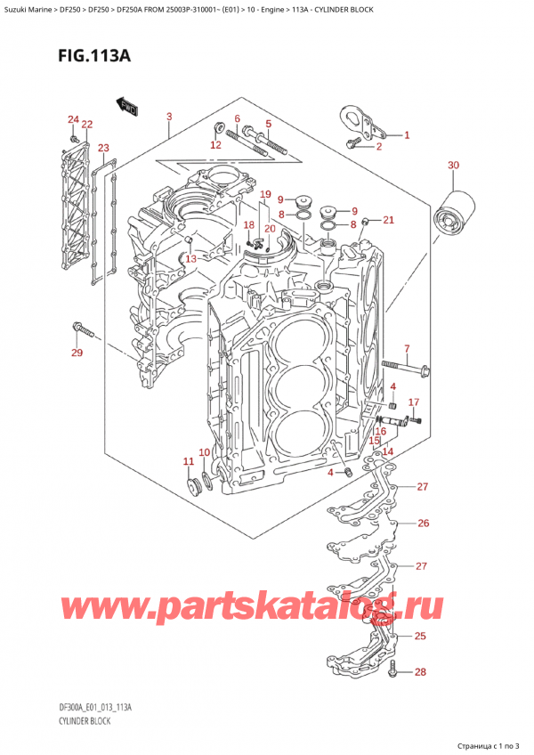  ,   , Suzuki Suzuki DF250AP X / XX FROM 25003P-310001~  (E01 013)  2015 , Cylinder Block