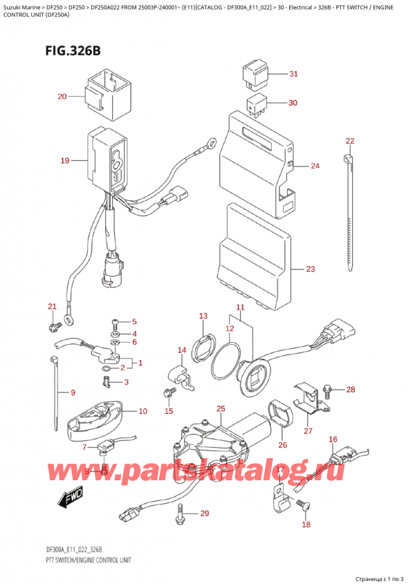  ,  , Suzuki Suzuki DF250AP X / XX FROM 25003P-240001~  (E11) - 2022, Ptt  Switch / Engine