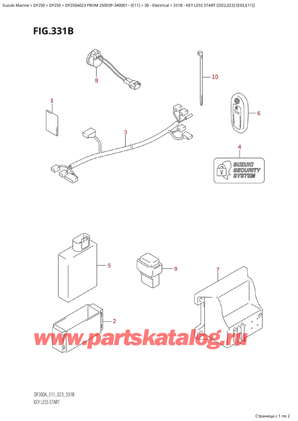  ,   , Suzuki Suzuki DF250AP X / XX FROM 25003P-340001~  (E11) - 2023, Key Less  Start ((022,023):(E03,E11))