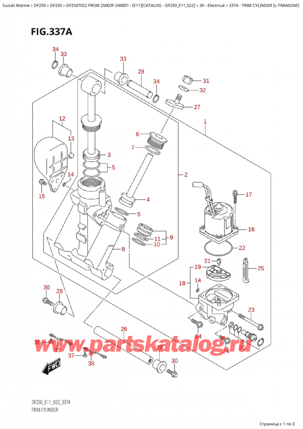  ,   , Suzuki Suzuki DF250T X / XX FROM 25003F-240001~  (E11) - 2022, Trim  Cylinder  (LTransom) /   (LTransom)