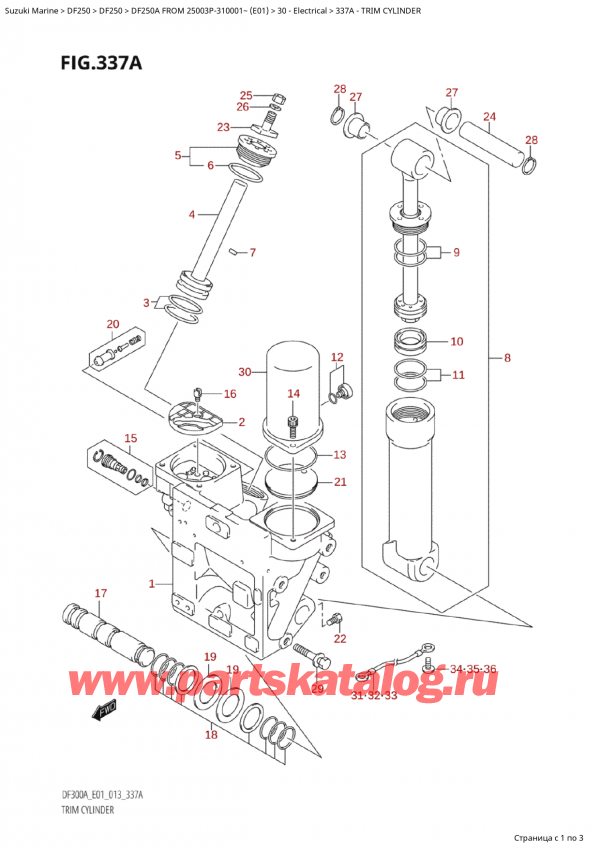   ,   , Suzuki Suzuki DF250AP X / XX FROM 25003P-310001~  (E01 013), Trim Cylinder /  