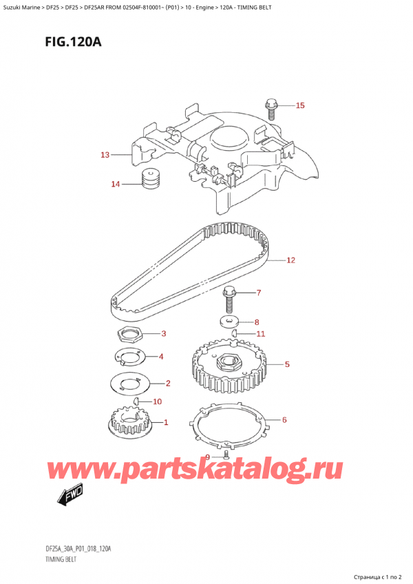  ,    , Suzuki Suzuki DF25AR S / L FROM 02504F-810001~  (P01) - 2018, Timing Belt -  