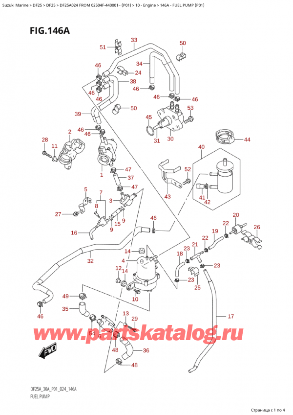 ��������� ������������ ��������, �� �����, SUZUKI Suzuki DF25A S / L FROM 02504F-440001~  (P01 024) ������ 2024 ����, Fuel Pump (P01) / ��������� ����� (P01)