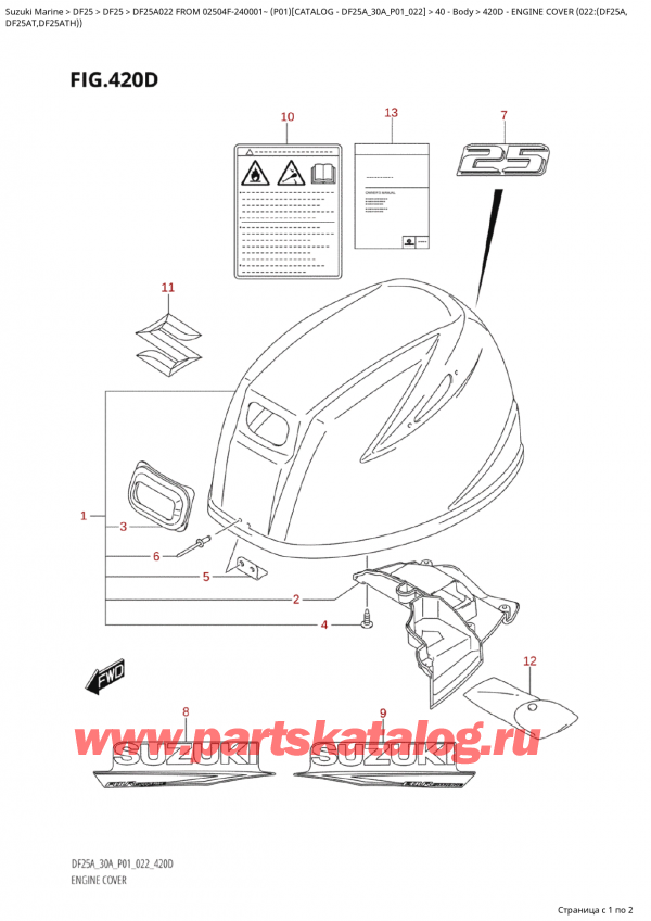  ,   , Suzuki Suzuki DF25A S FROM 02504F-240001~ (P01) - 2022,   () (022: (Df25A,