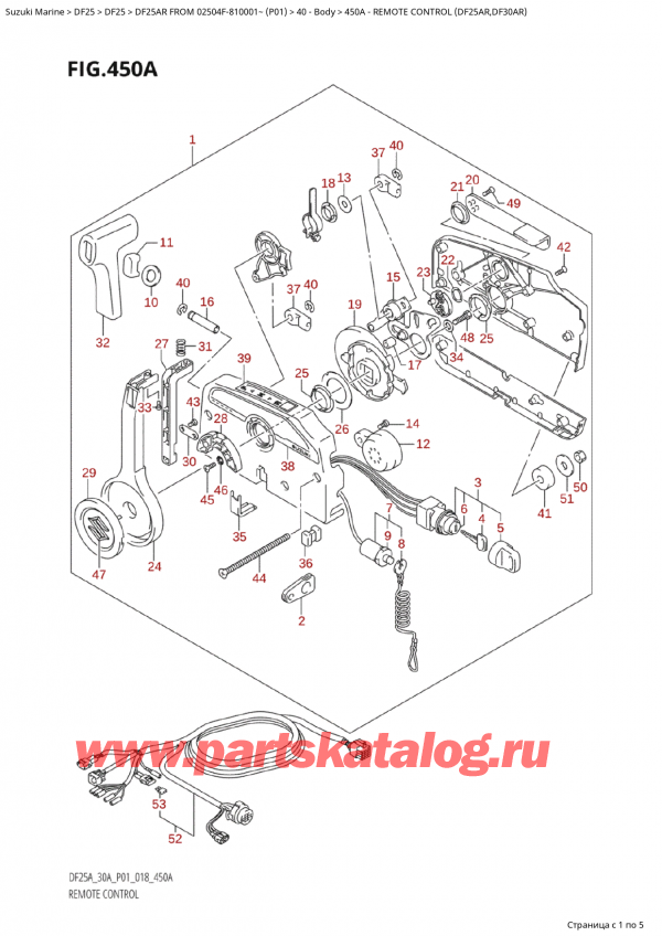  ,   , SUZUKI Suzuki DF25AR S / L FROM 02504F-810001~  (P01) - 2018  2018 ,   (Df25Ar, Df30Ar) / Remote Control (Df25Ar,Df30Ar)