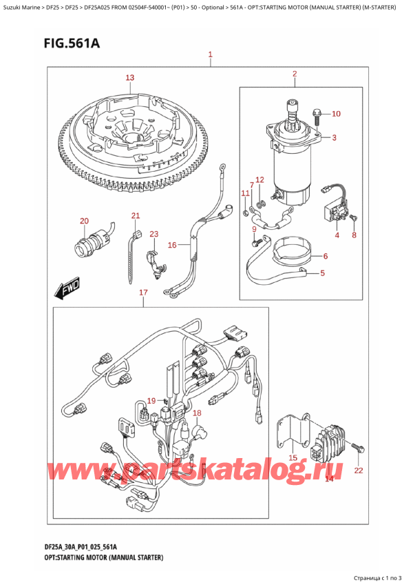  ,   ,  DF25A S / L FROM 02504F-540001~ (P01 025), :  ( ) (M) - Opt:starting  Motor (Manual Starter)  (MStarter)