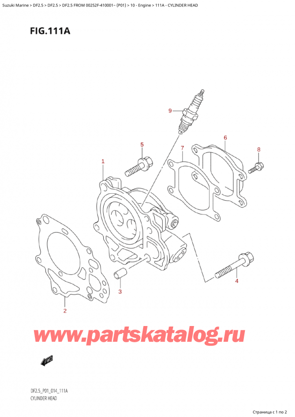   ,   , Suzuki Suzuki DF2.5S  FROM 00252F-410001~ (P01) - 2014  2014 , Cylinder Head