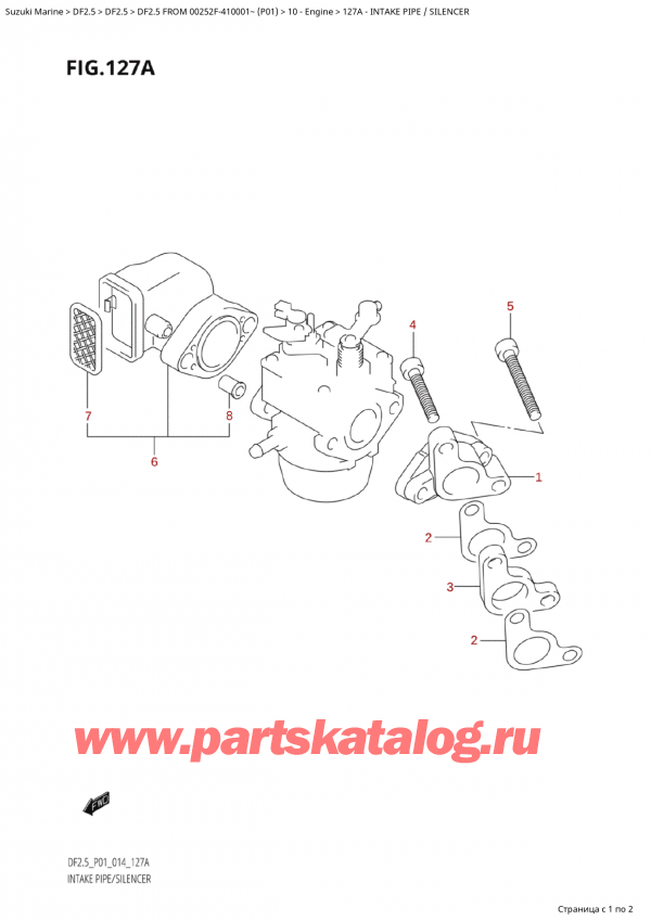  ,   , Suzuki Suzuki DF2.5S  FROM 00252F-410001~ (P01) - 2014, Intake Pipe / Silencer /   / 