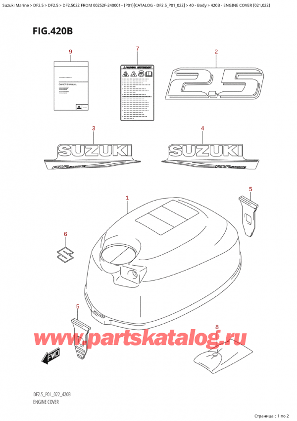  ,   , Suzuki Suzuki DF2.5 S FROM 00252F-240001~ (P01) - 2022  2022 ,   () (021, 022) / Engine  Cover  (021,022)