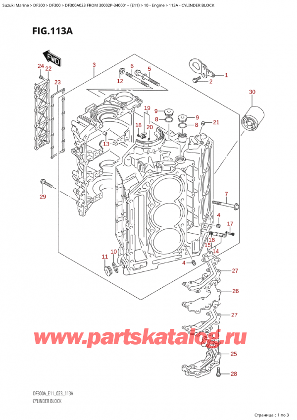,  , Suzuki Suzuki DF300AP X / XX FROM 30002P-340001~  (E11) - 2023, Cylinder Block /  