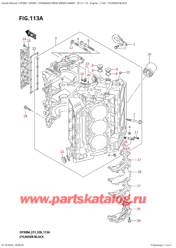 ��������� ��������, �� ��������� ���������, Suzuki DF300AT X / XX FROM 30002P-640001~ (E11 026) ������ 2016 ����, Cylinder  Block