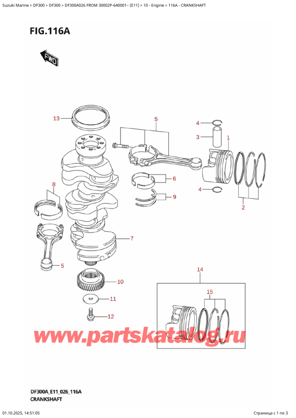 ��������, �� �������� ��������� �����, ������ DF300AT X / XX FROM 30002P-640001~ (E11 026) ������ 2016 ����, Crankshaft / ��������