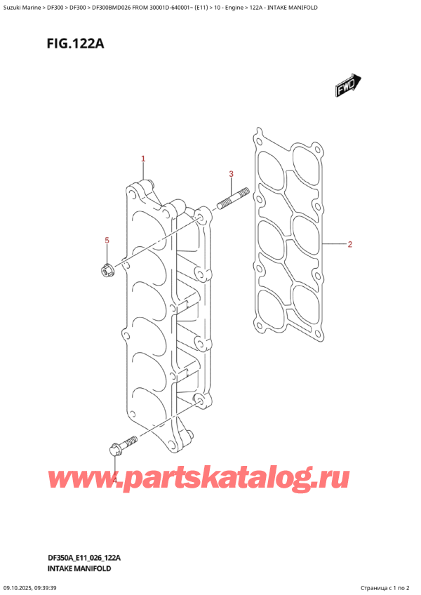��������� ������������ ��������, �� ��������� ���������, Suzuki DF300BMD X / XX FROM 30001D-640001~ (E11 026) , �������� ��������� - Intake  Manifold