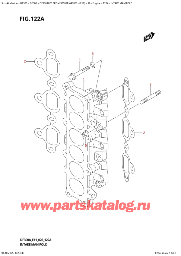 ��������� ������������ ��������, �� �������� �����, Suzuki DF300AT X / XX FROM 30002P-640001~ (E11 026), �������� ��������� - Intake  Manifold