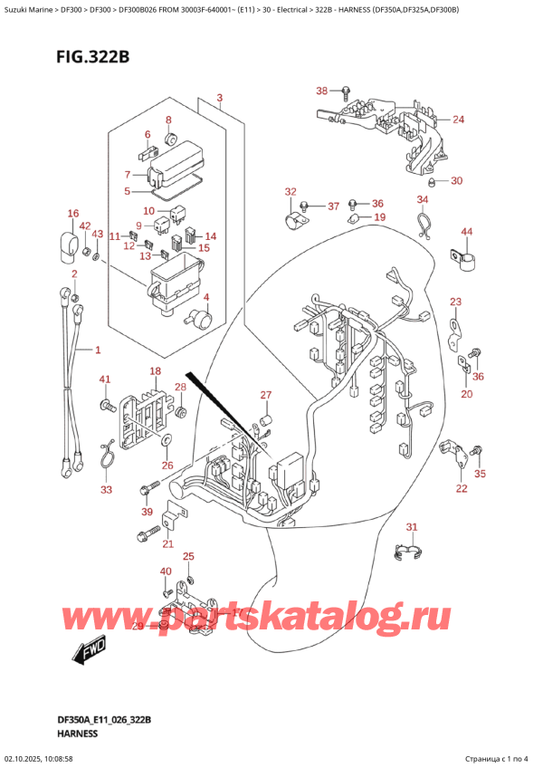 ������ ������������ ��������, �� ��������� ���������, Suzuki DF300BT X / XX FROM 30003F-640001~ (E11 026), ���� �������� (Df350A, Df325A, Df300B) - Harness  (Df350A,Df325A,Df300B)